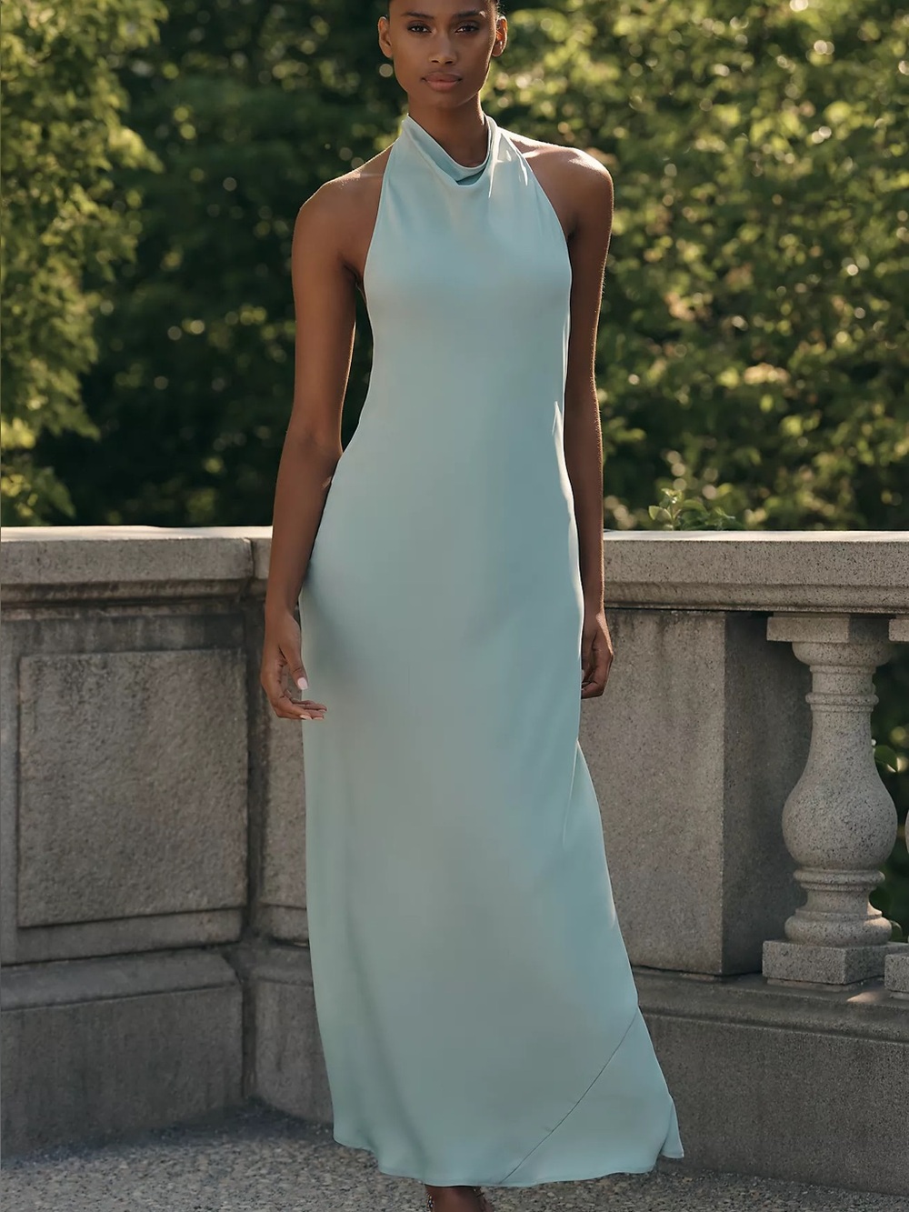 Anthropologie Maeve Jamie Satin Halter Maxi Dress